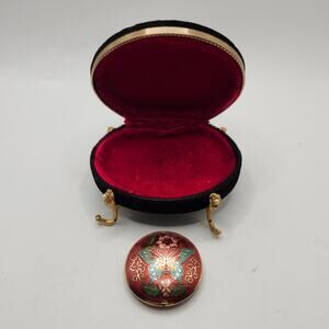 Vintage Cloisonne Enamel Butterfly Bead 42mm 2 Hole Focal + Velvet Display Case
